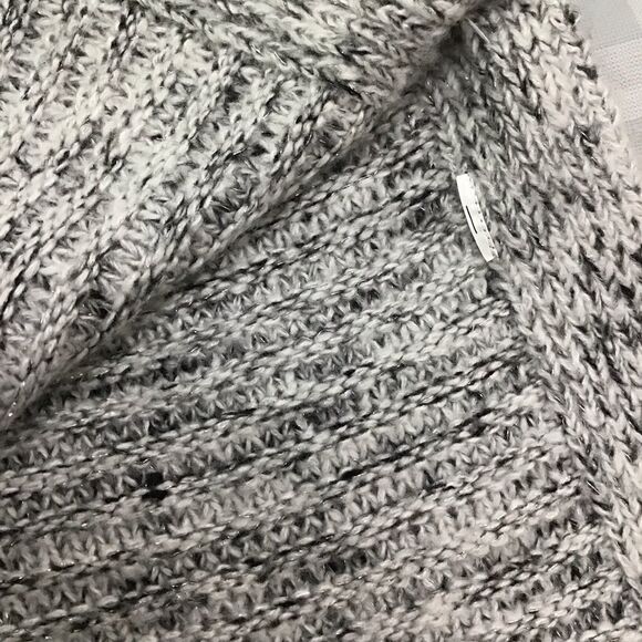 POINT Zero knit shrug poncho hoodie cardigan oversized grey white Large - Picture 3 of 14